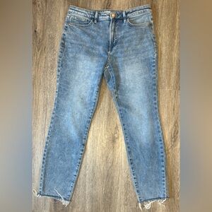 LC Lauren Conrad Jeans Women's 16 Blue Skinny Raw Hem Stretch Denim Mid Rise